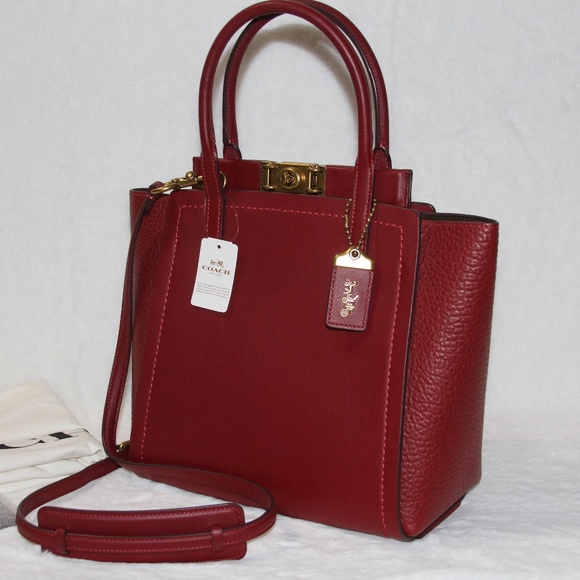 Coach Troupe Tote Deep Red Leather Purse Handbag - Picture 3 of 7